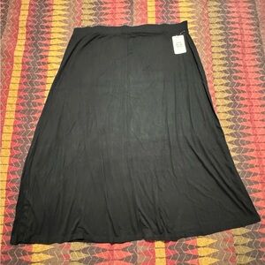Per Se Sz 3X Black Stretchy Elastic Waist Pull On Maxi Skirt Rayon/Spandex Blend